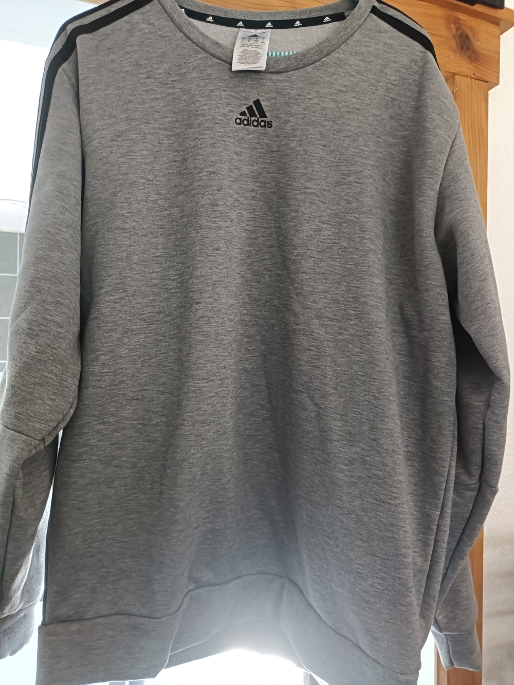 adidas Grey Crewneck Sweatshirt with Black Accent Stripes